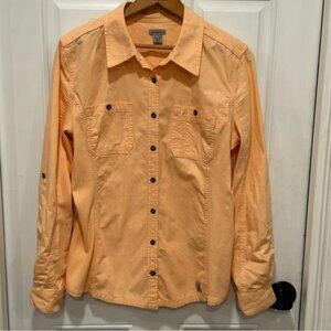 Carhartt Women's Button Up Long Sleeve Shirt Orange, 100% Cotton Collared Sz Med